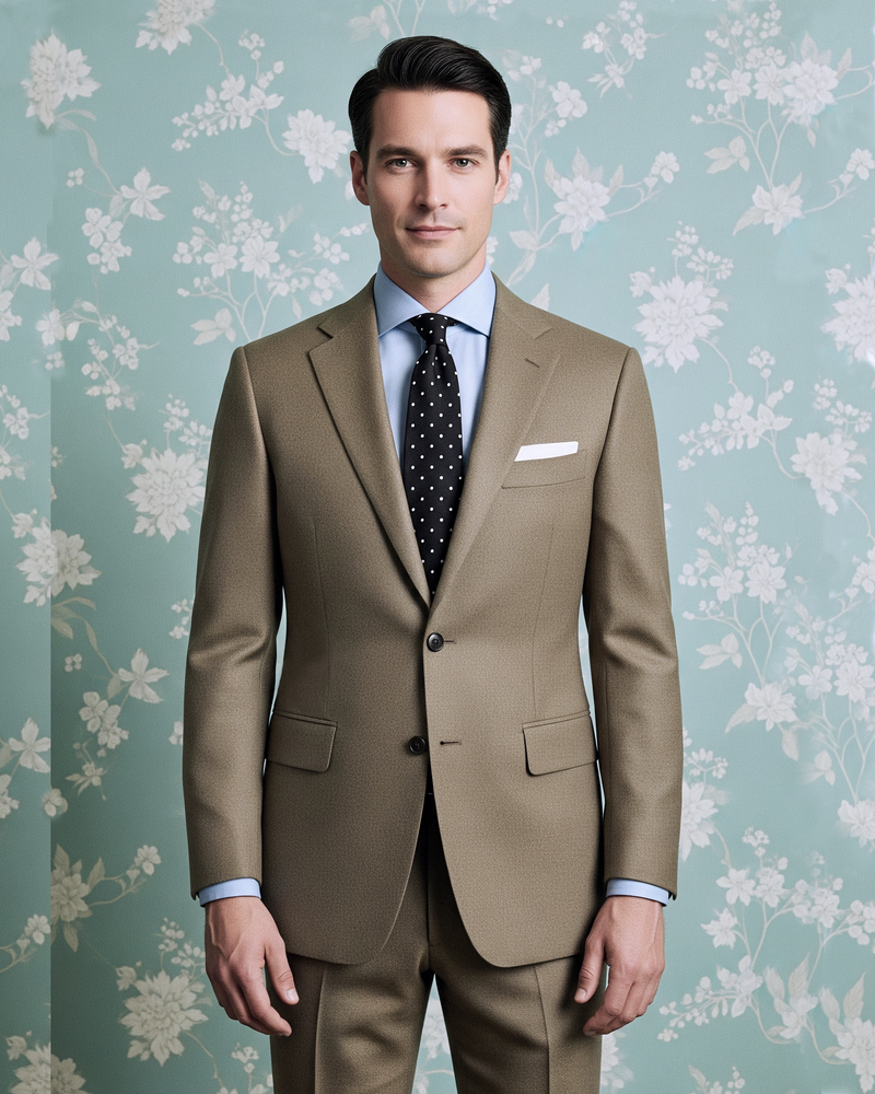 Dugdale Olive Beige Wool Flannel suit