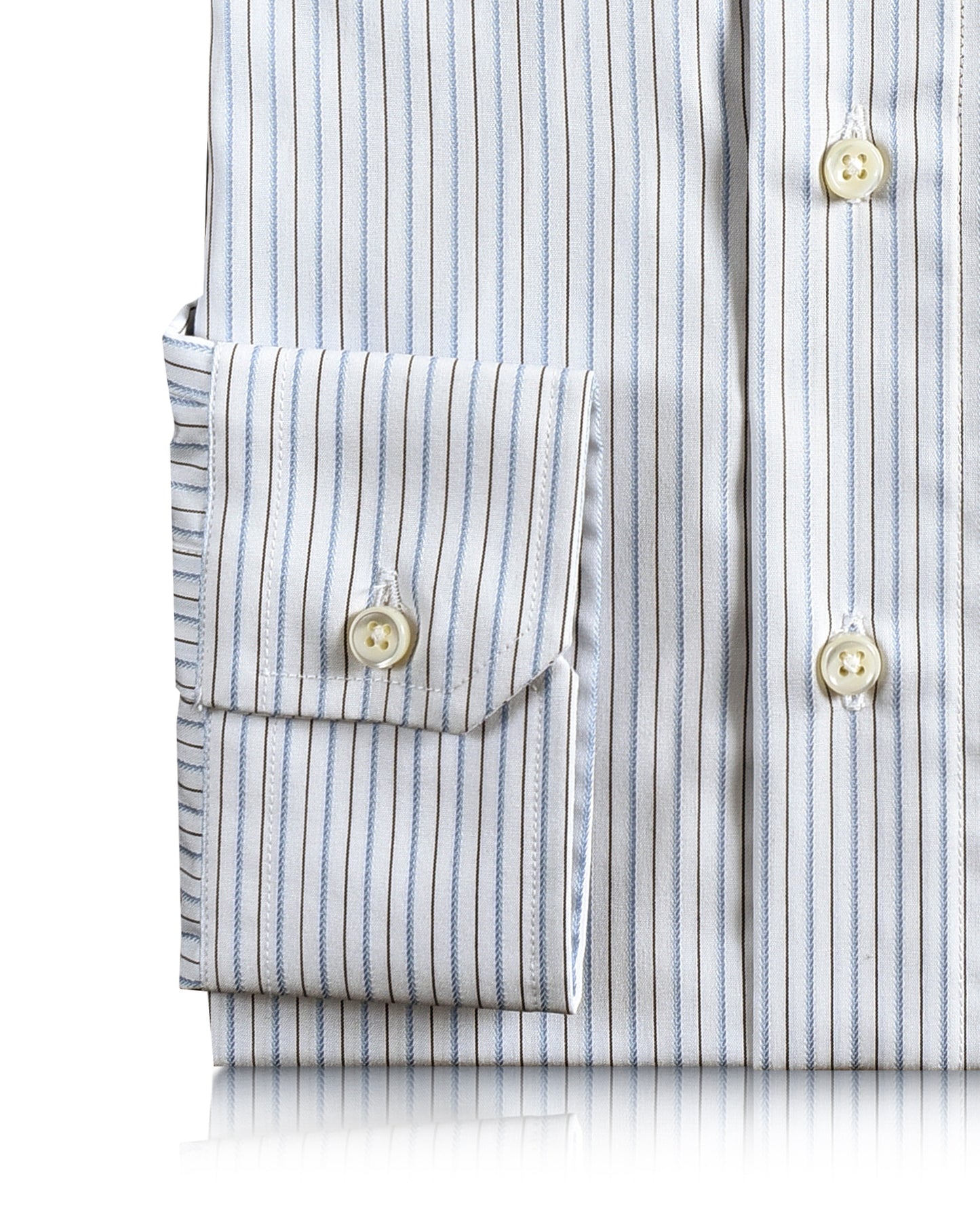 Blue and Black Pin Stripes On White Shirt