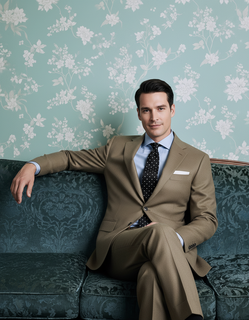 Dugdale Olive Beige Wool Flannel suit