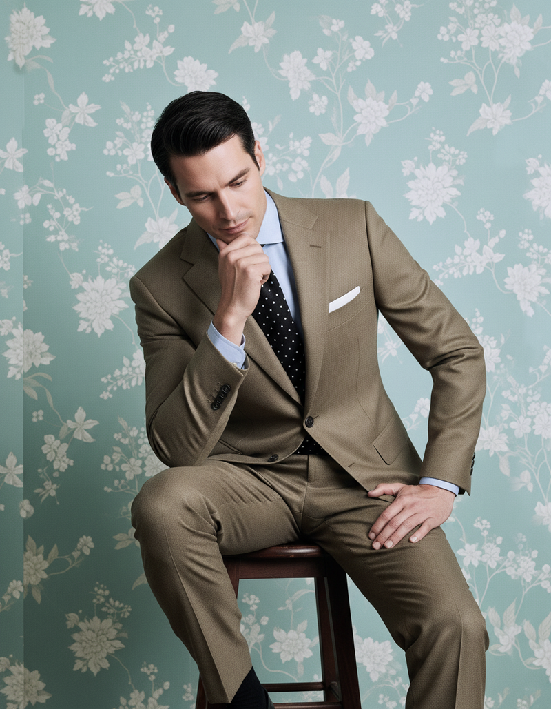 Dugdale Olive Beige Wool Flannel suit