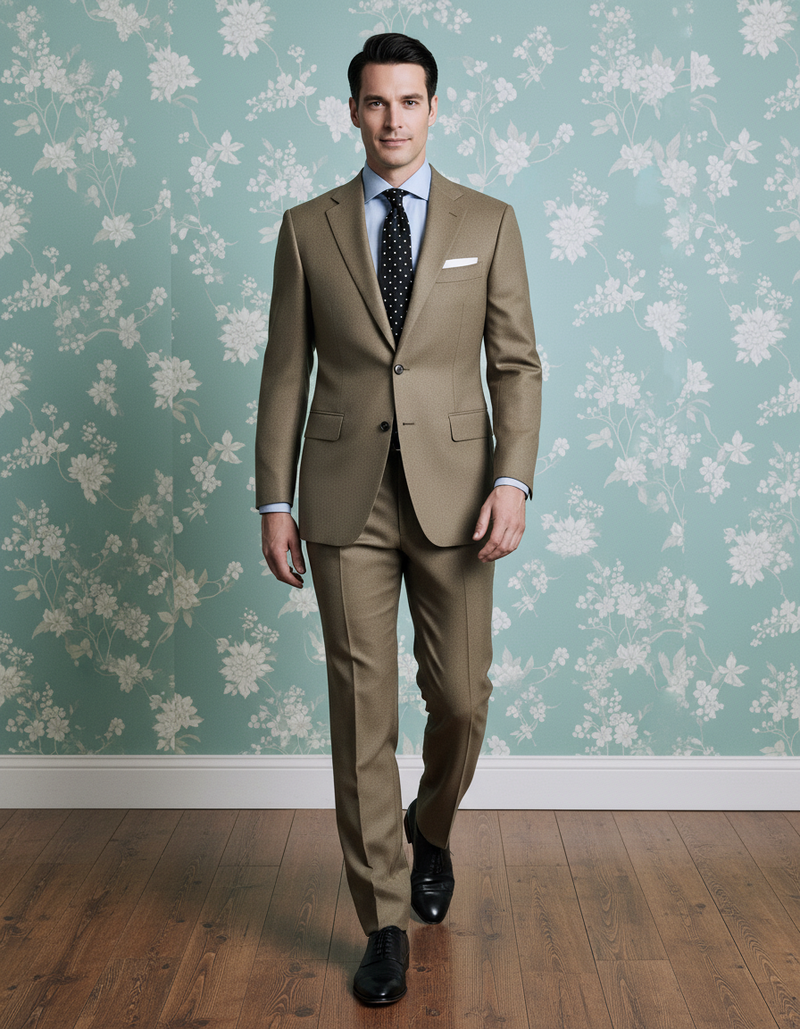 Dugdale Olive Beige Wool Flannel suit