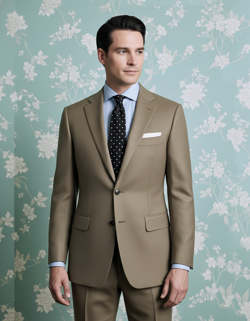 Dugdale Olive Beige Wool Flannel suit
