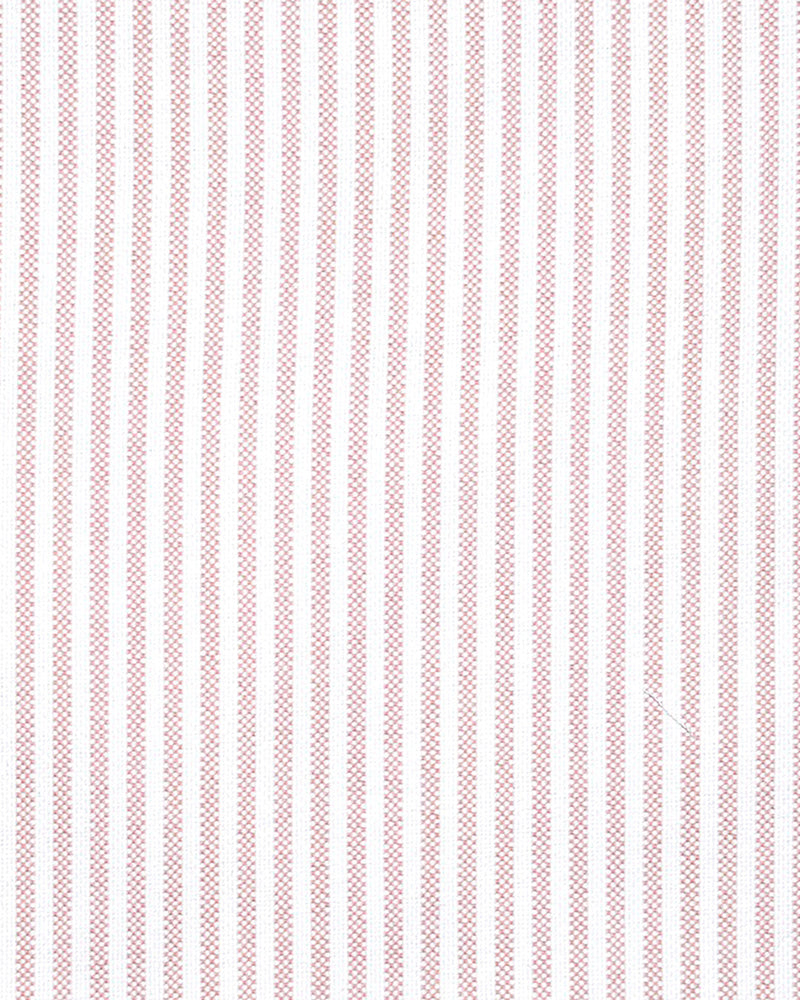 Close up of the custom oxford shirt for men by Luxire in white with pink university stripes