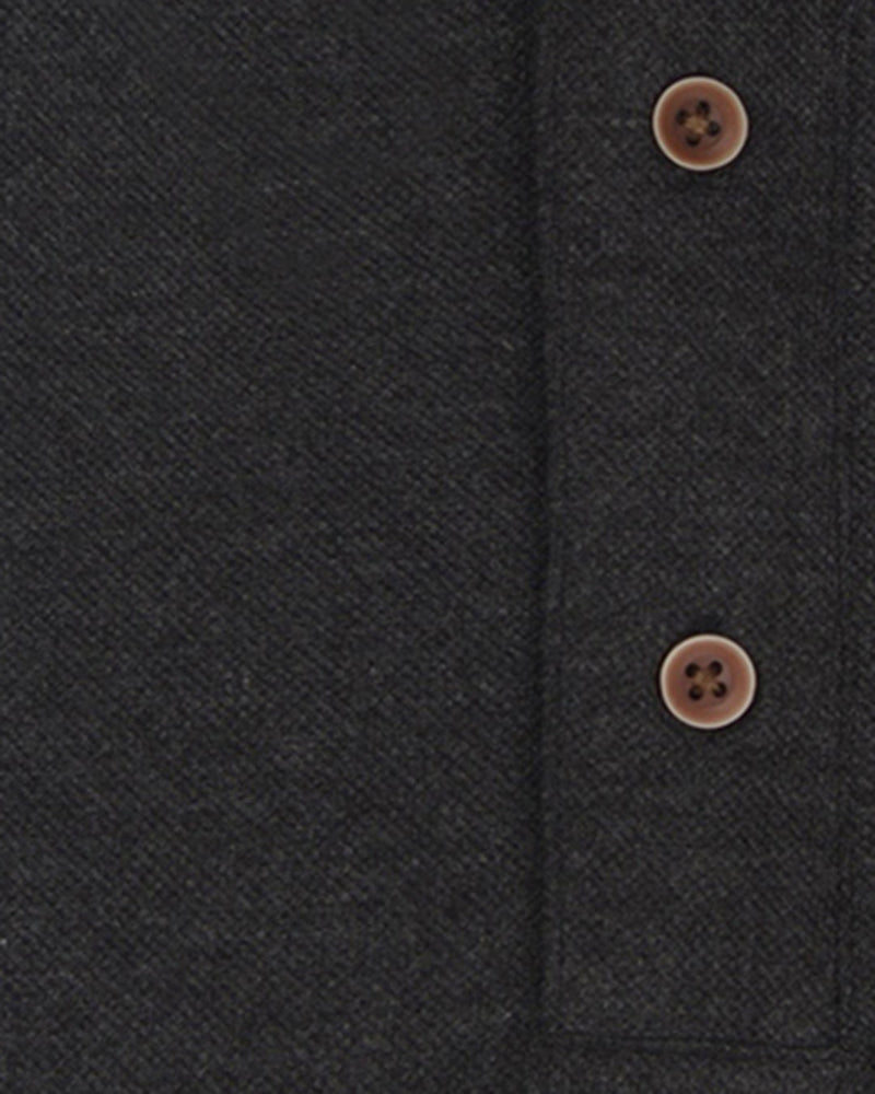 Close up of the custom oxford polo shirt for men by Luxire in anchor grey