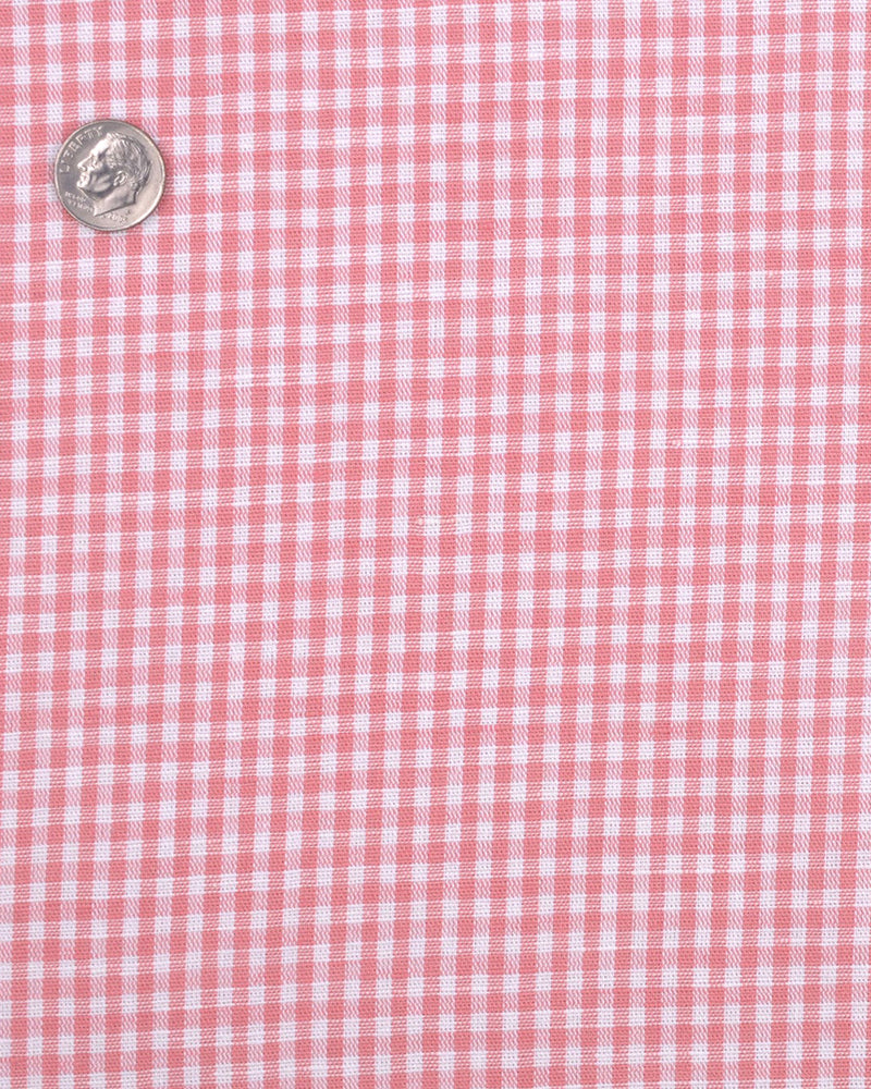 Close up of the custom linen shirt for men in pink salmon by Luxire Clothing