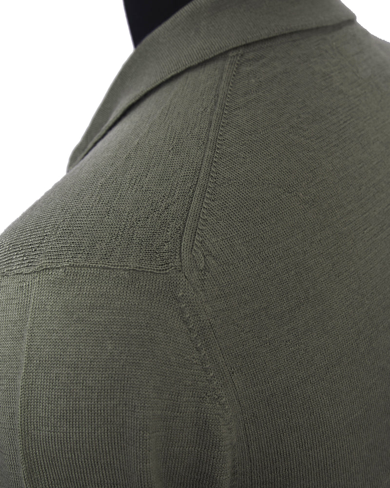 EZS Merino Wool Pale Olive Long Sleeve Polo
