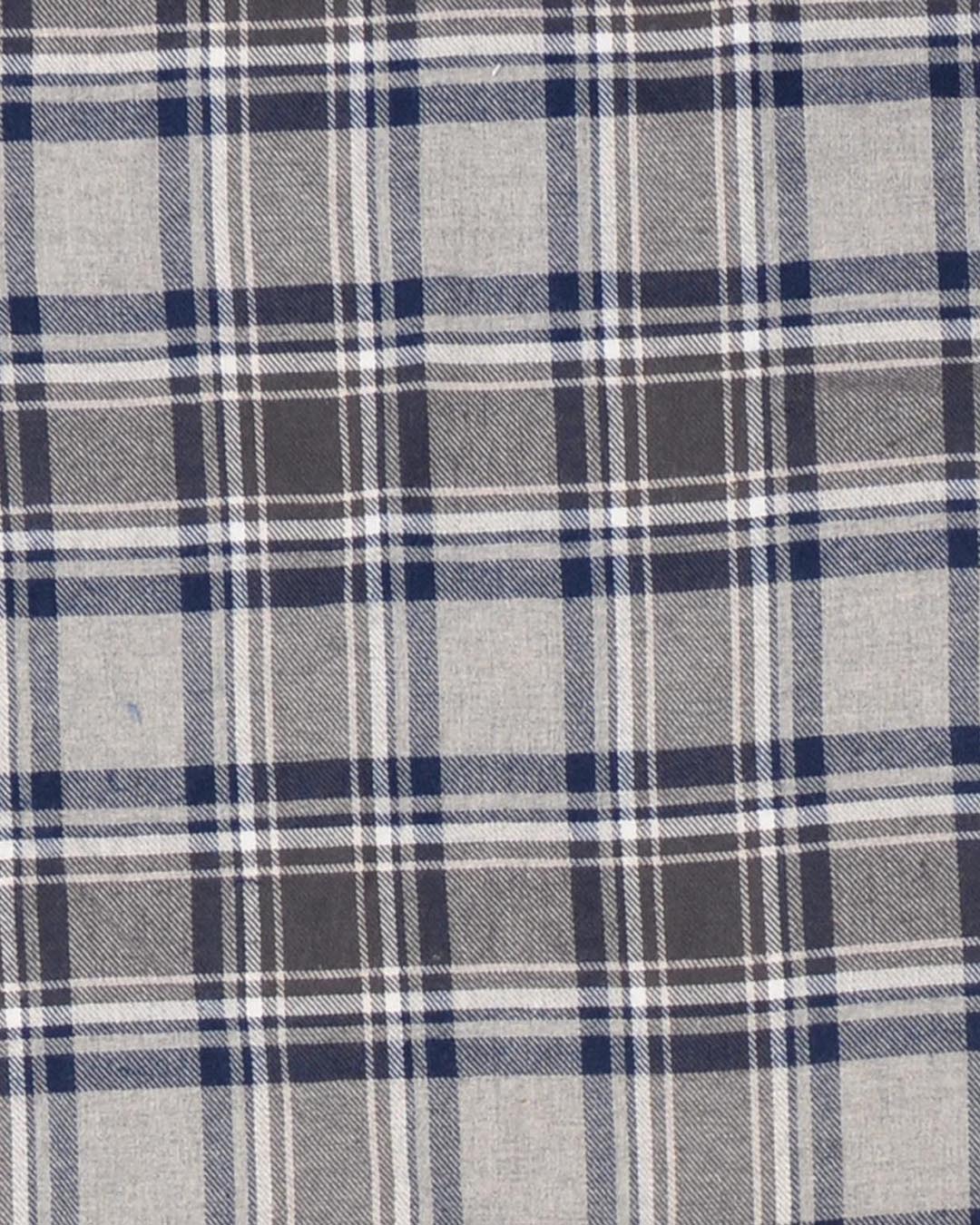 Dark Gull Grey Navy Plaid Flannel Work Shirt