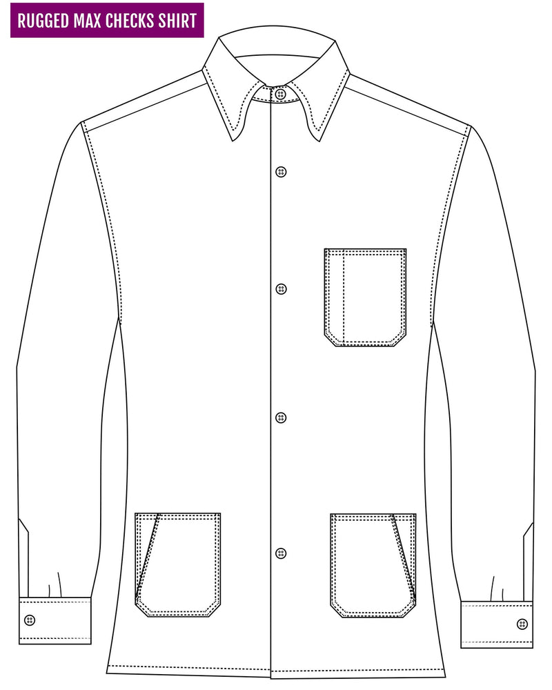 Navy Green Tattersall On Beige Flannel Work Shirt