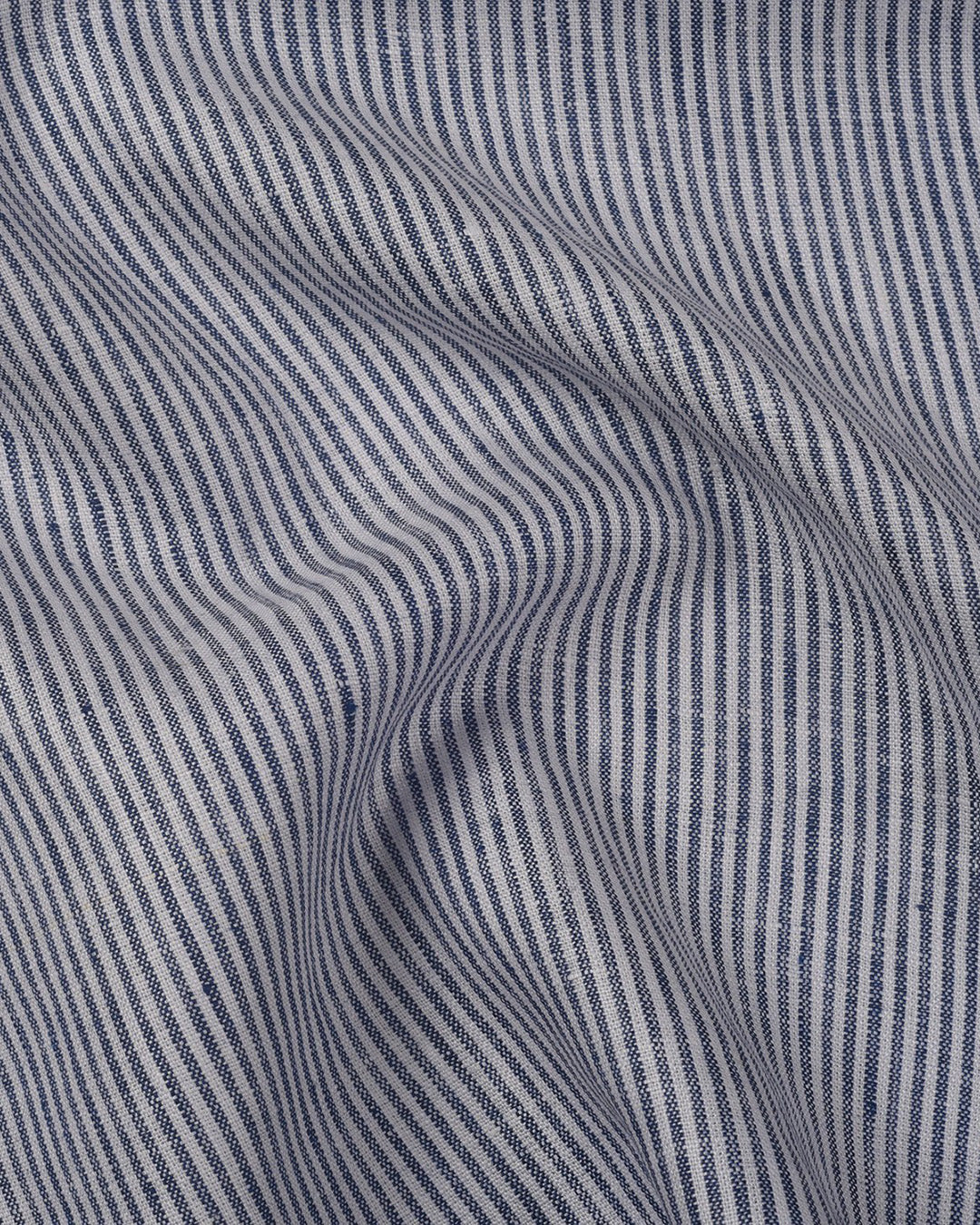 Pullover Shirt Blue White Stripes Linen