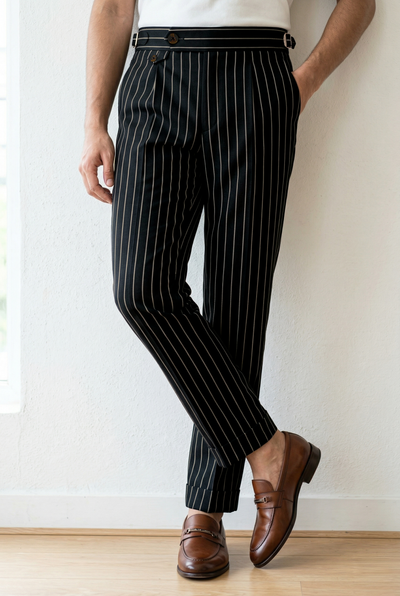 Holland & Sherry Crispaire Black Chalk Stripe