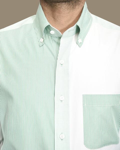 Green White Cotton Fun Shirt