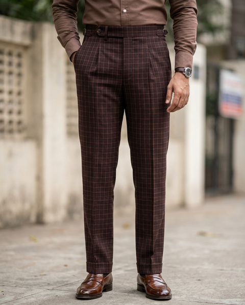 Drapers Brown Macro Checks Pants