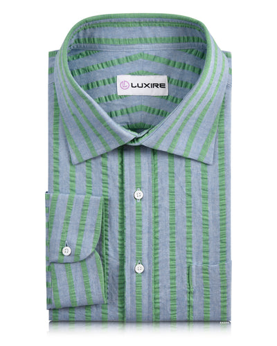 Cotton Blue Green Seersucker