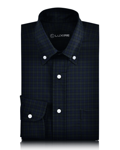 Dark Green On Blue Tattersall Blackwatch Shirt