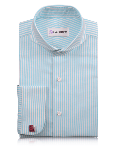 Ferozi Blue on White University Stripes Wrinkle Resistant Oxford Shirt