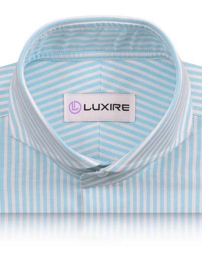 Ferozi Blue on White University Stripes Wrinkle Resistant Oxford Shirt