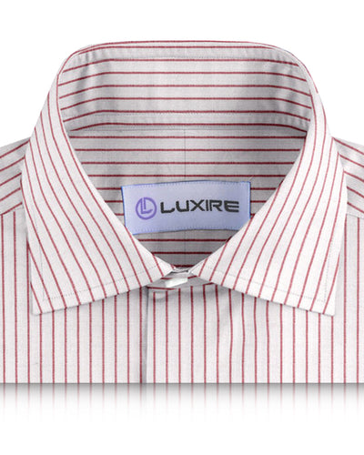 White Red Pin Stripes Linen