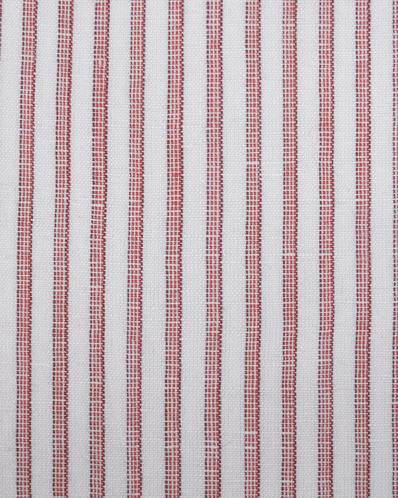 Cotton Linen: Red Candy Stripes On white