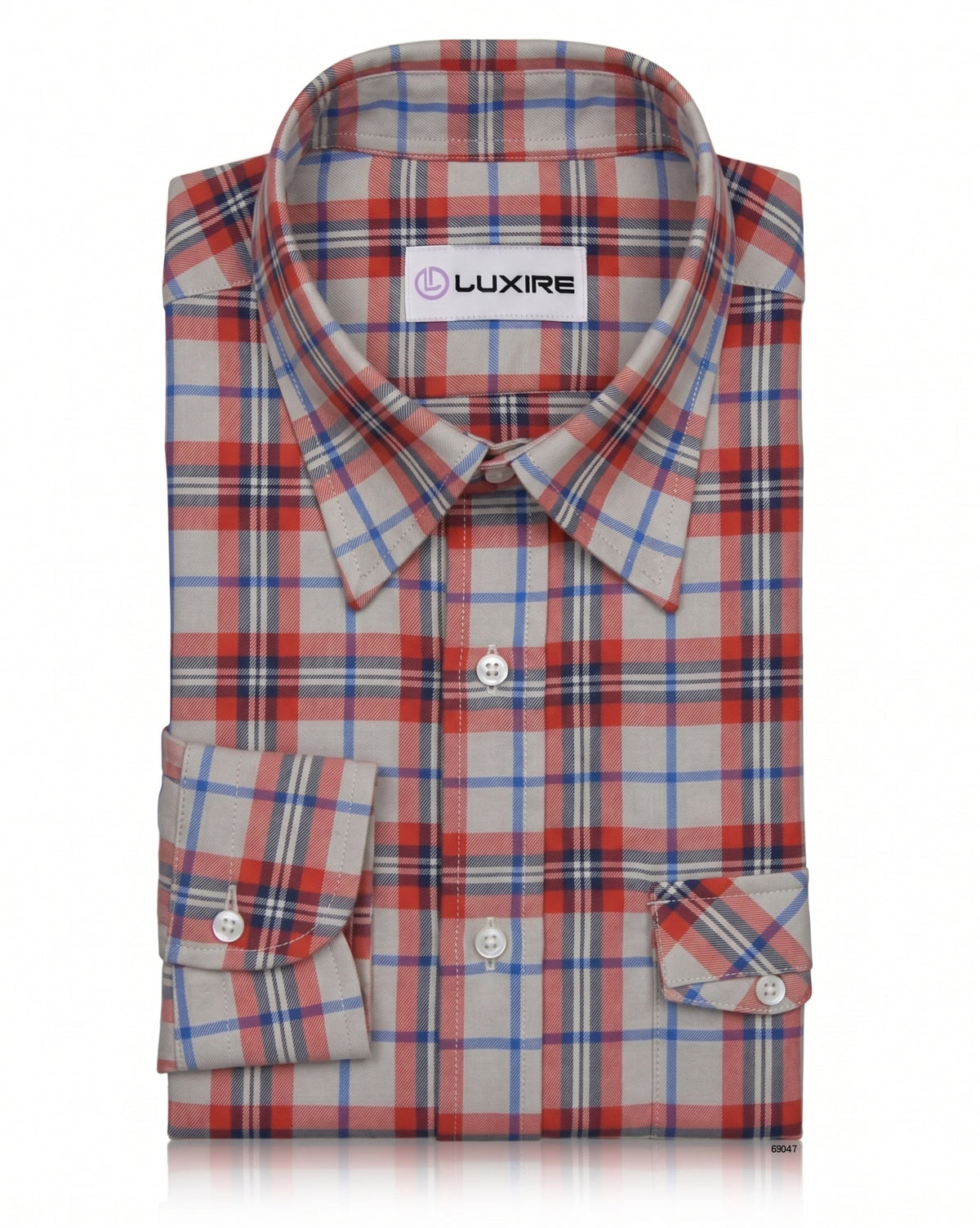 Red Navy Cream Twill Madras Checks - 2
