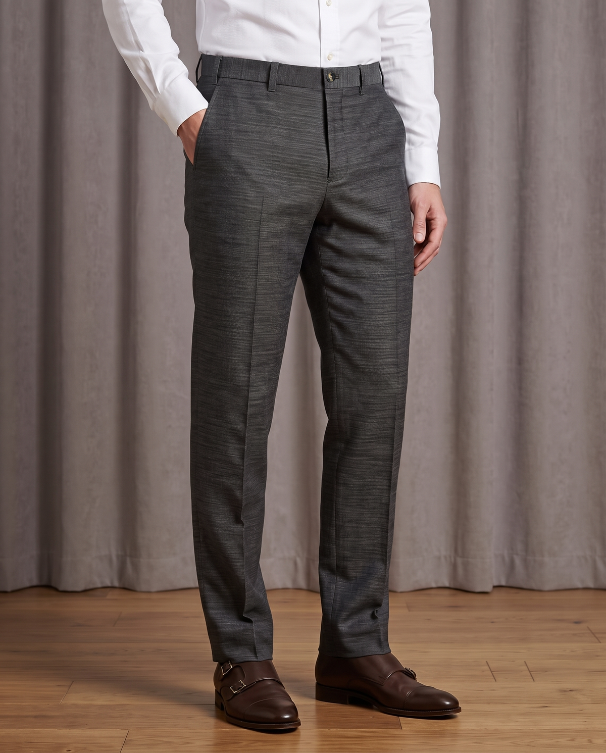 Solbiati Ash Grey Linen Dress Pant - 1