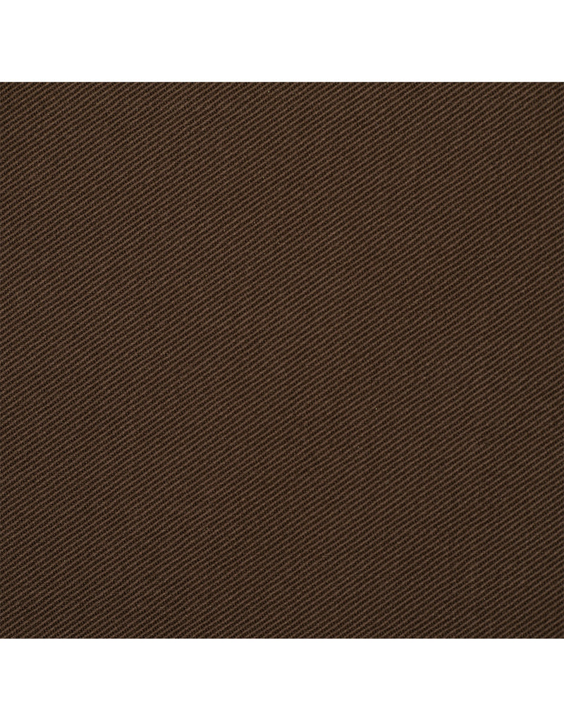 Closeup view of custom Genoa Chino pants for men by Luxire in coffee brown