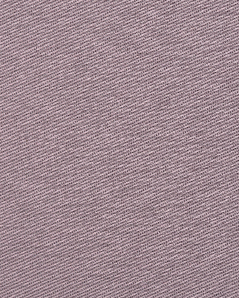 Close up view of custom Genoa Chino pants for men by Luxire in purple fade