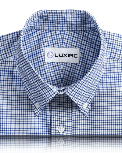 Tattersall Multi Size Navy Checks on White Shirt