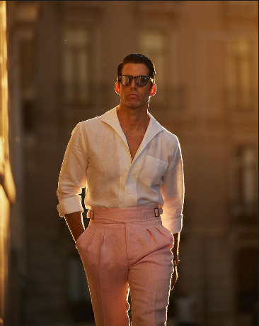 Gurkha Pants in Brisbane Linen Pink Twill