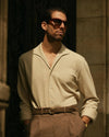 Pleated Brown Linen Cotton Canvas Pants