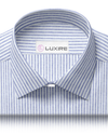 Linen:Blue White Dress Stripes Shirt