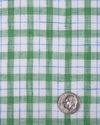 Linen: Green Blue Checks On White