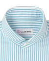 Aqua Blue Dress Stripes Dobby on White