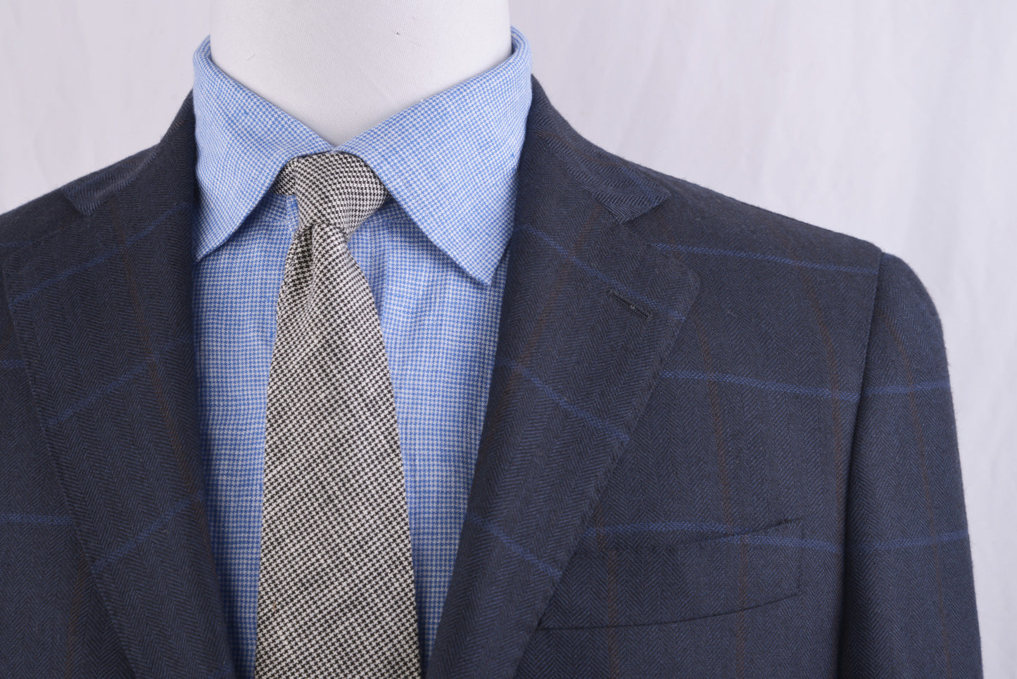 Linen Tie: Black White Houndstooth (452532920)