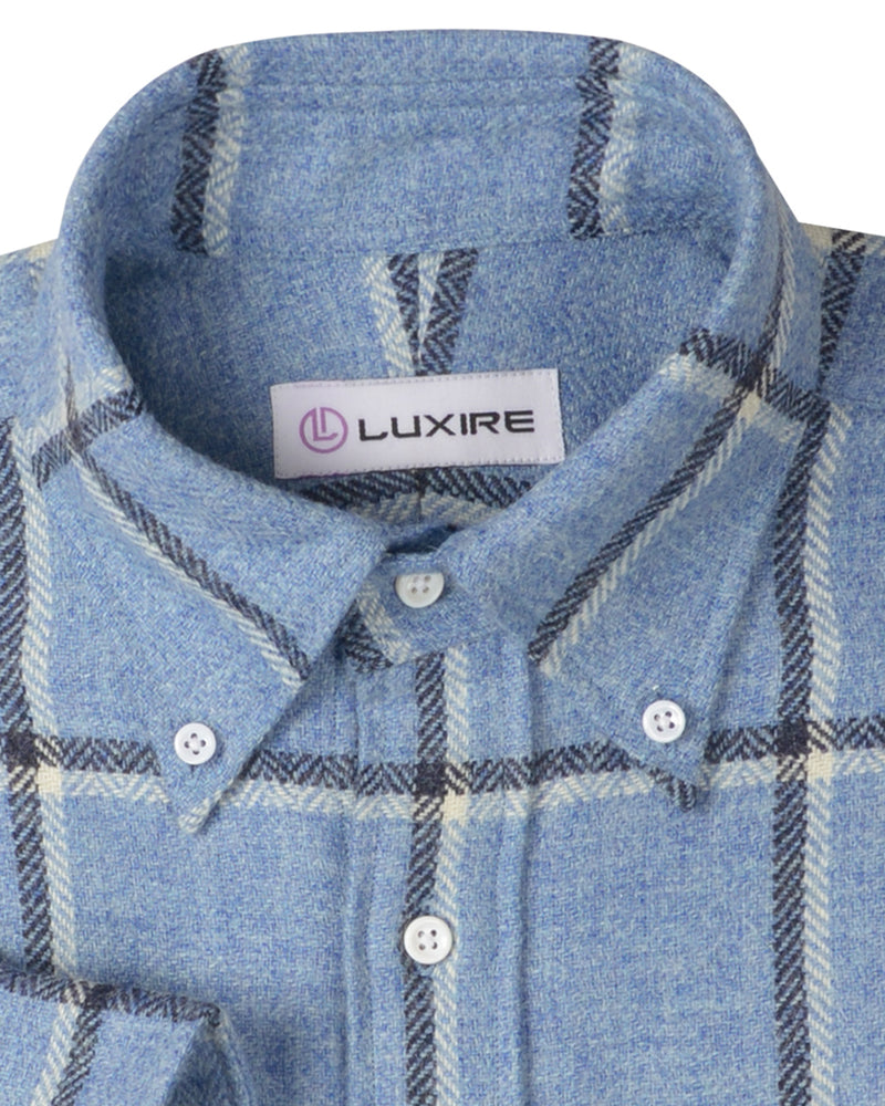 Dugdale Light Blue Windowpane Tweed Shirt