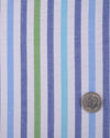 Cotton Blue Green on White Seersucker