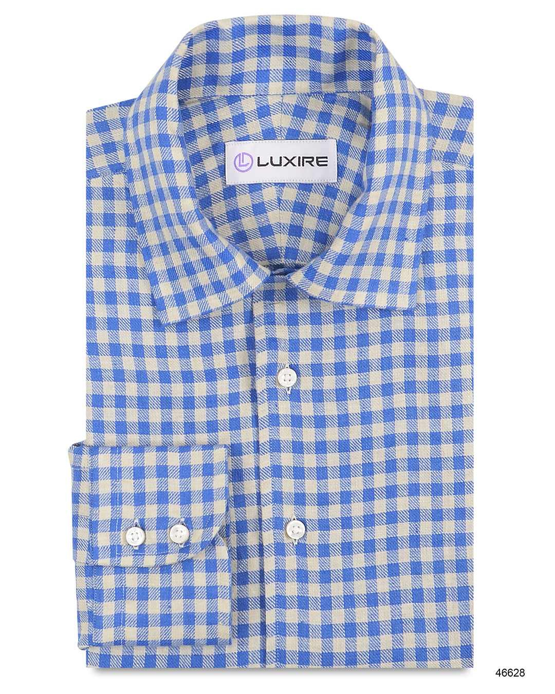 Linen:Cream Blue Gingham Checks