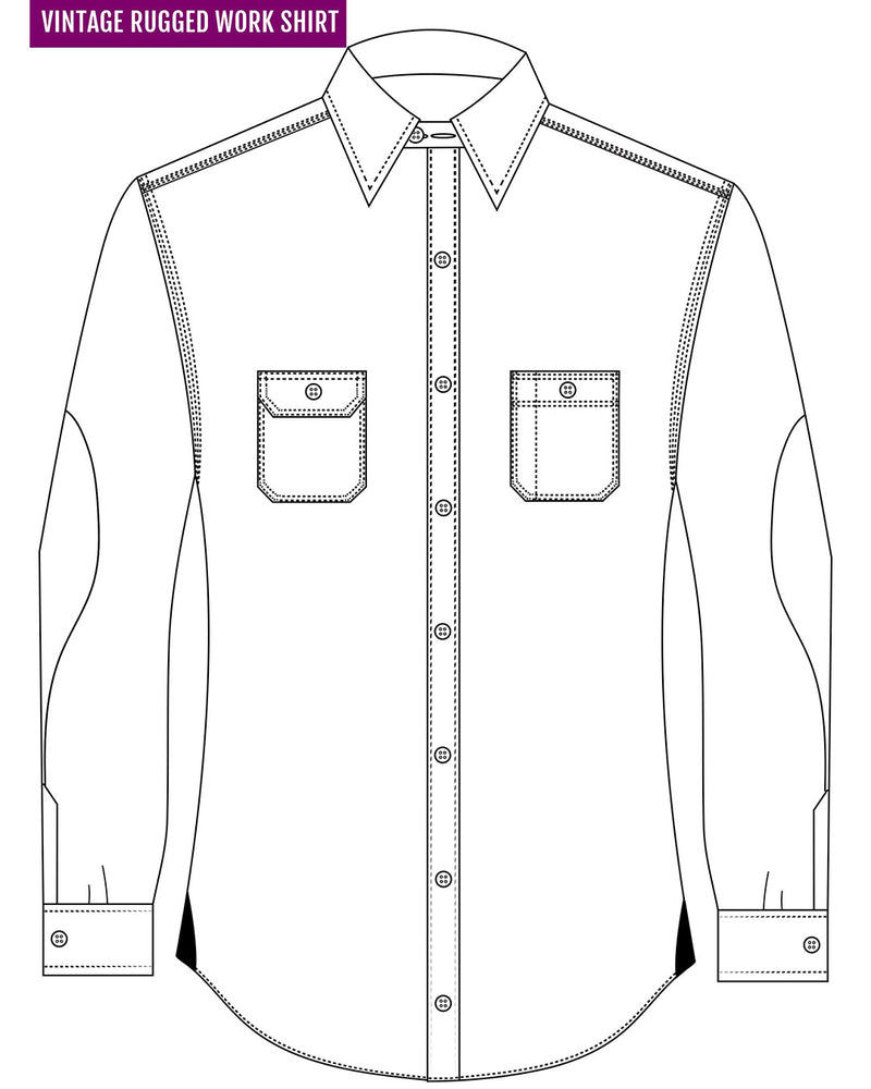 Brown Tan White Twill Flannel Work Shirt